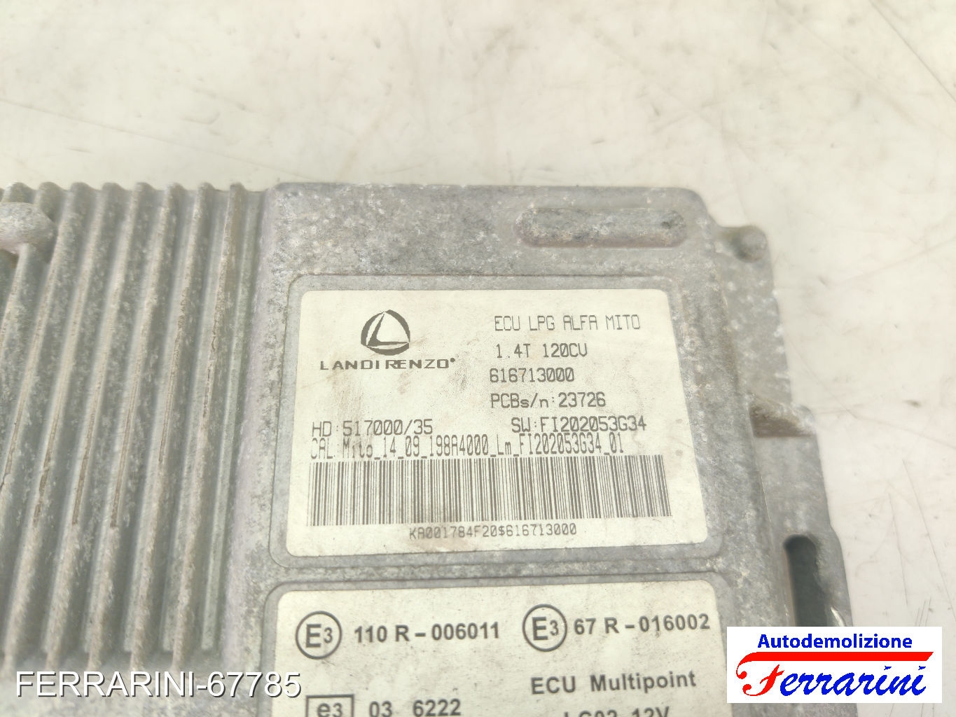 landi renzo Centralina Gpl ALFA ROMEO MITO 955 1.4 BI-FUEL 2009-2016 616713000 7