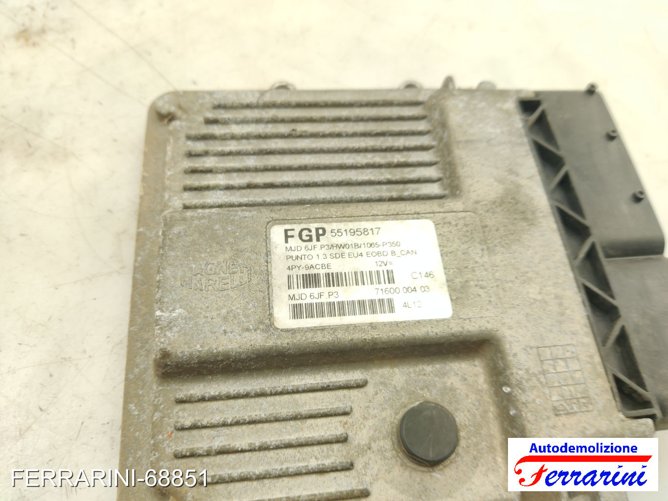 Centralina Motore FIAT PUNTO 188 1.3 JTD 16V 2003-2012 55195817, HW01B, MJD6JFP3