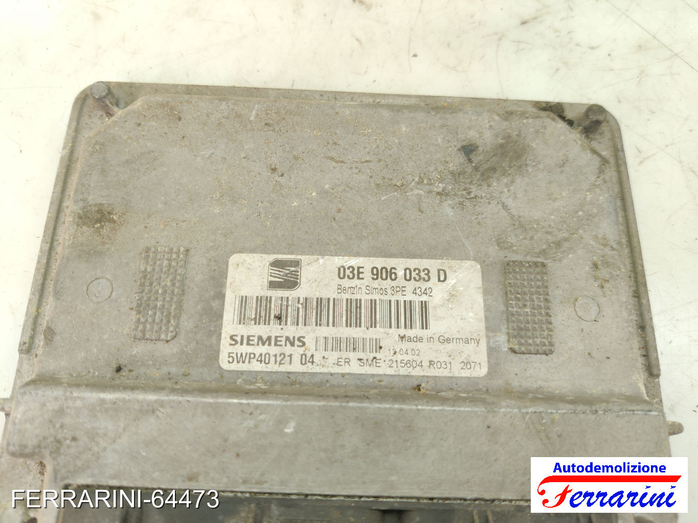 Centralina Motore SEAT IBIZA 3 6L1 1.4 16V 2002-2007 03E906033D, 5WP4012104 8