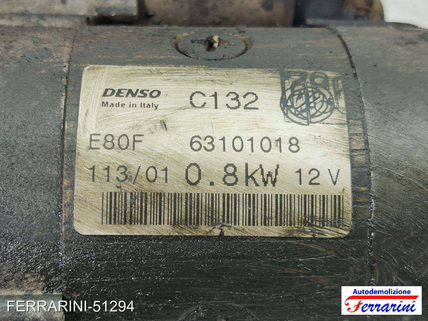 Motorino Avviamento FIAT PUNTO 188 1.2 60 1999-2010 63101018, 46740242, 55195030