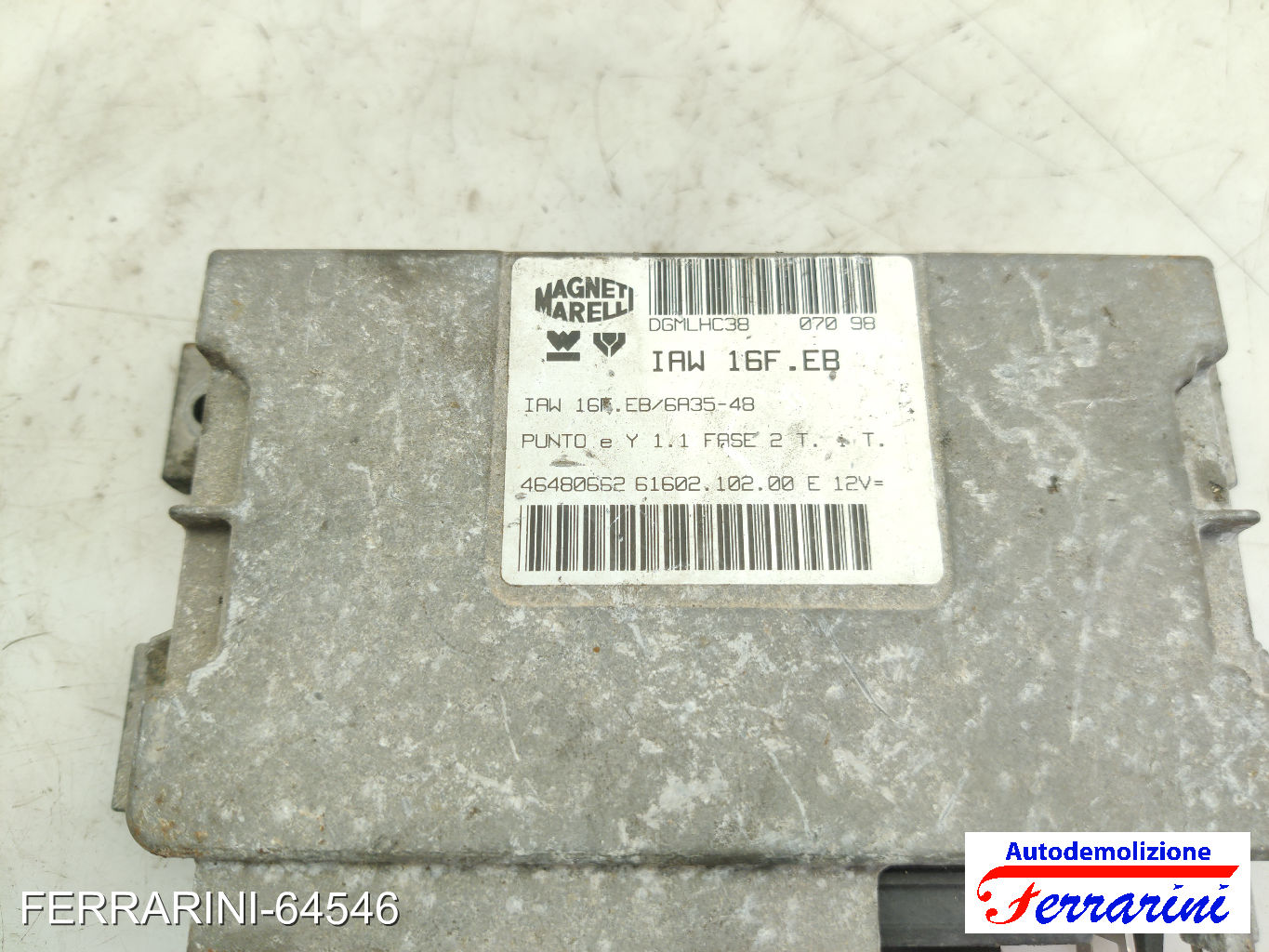 Centralina Motore FIAT PUNTO 176 55 1.1 1993-1999 46480662, DGMLHC38 8