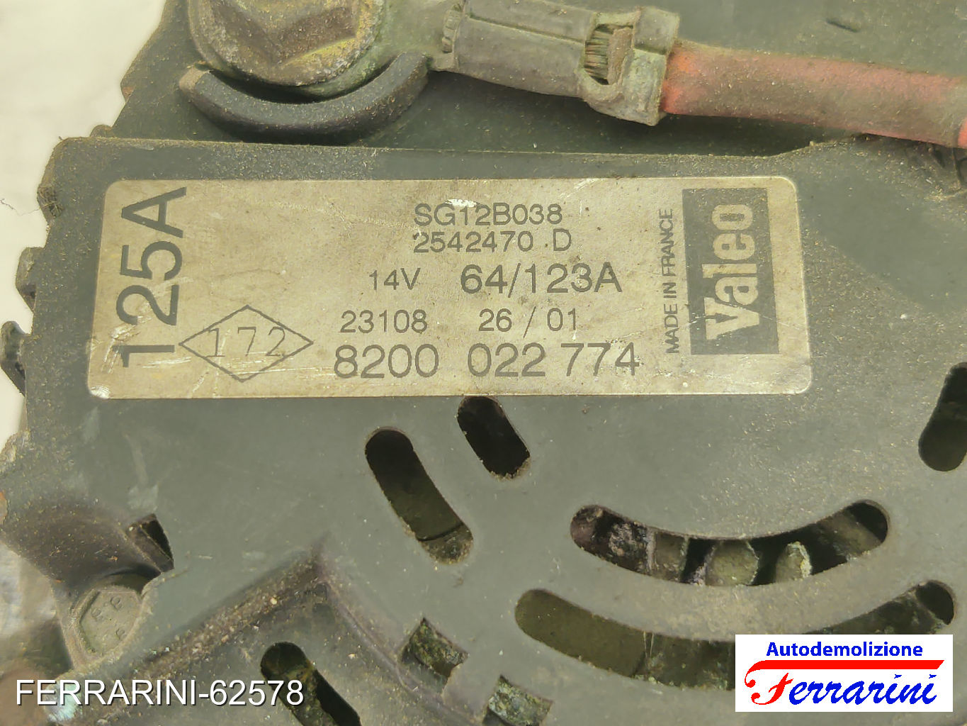 Alternatore NISSAN MICRA 3 K12 1.5 DCI 2003-2010 8200022774, SG12B038, 2542470