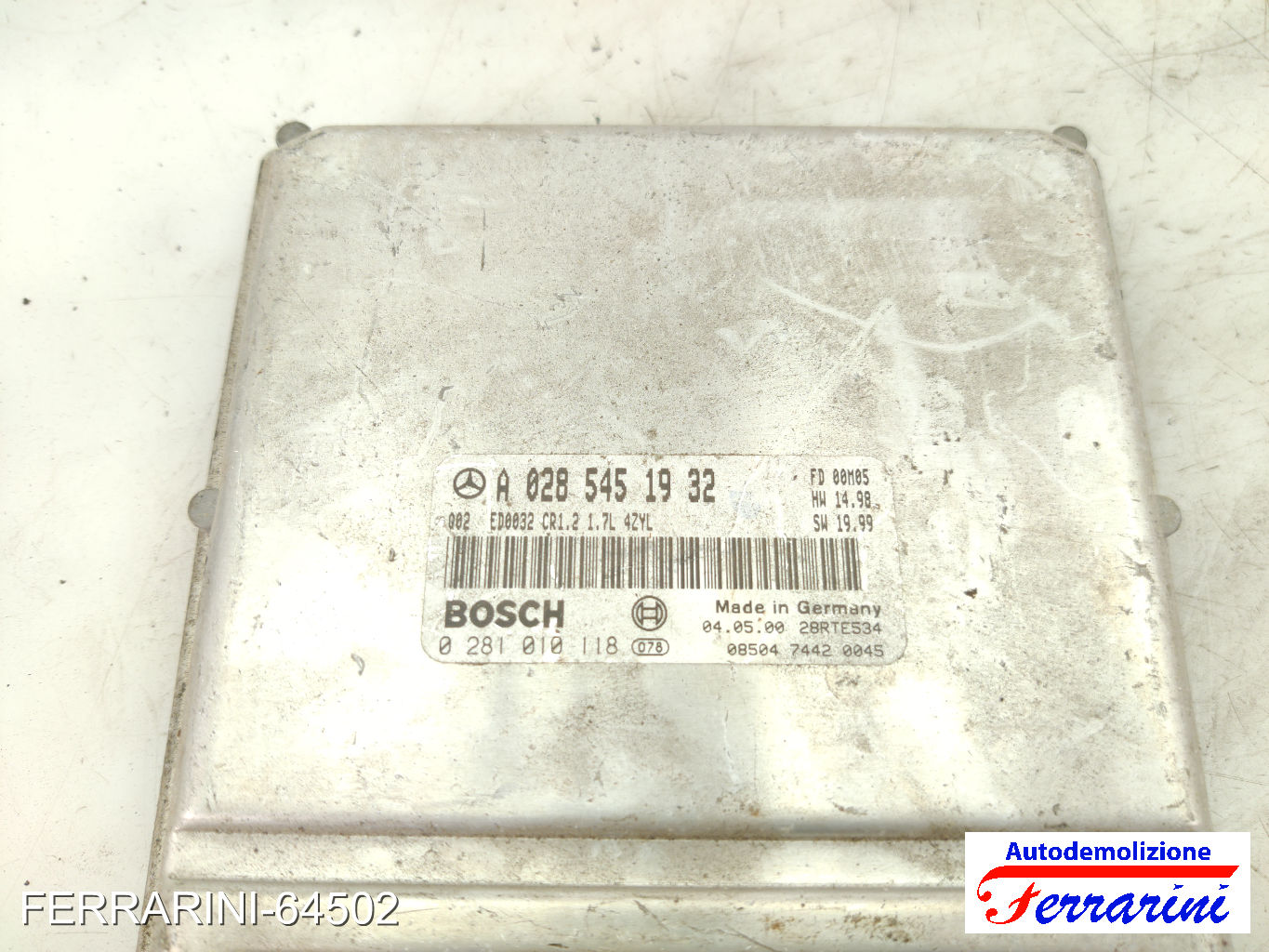 Centralina Motore MERCEDES CLASSE A W168 A 170 CDI 1998-2001 A0285451932 6