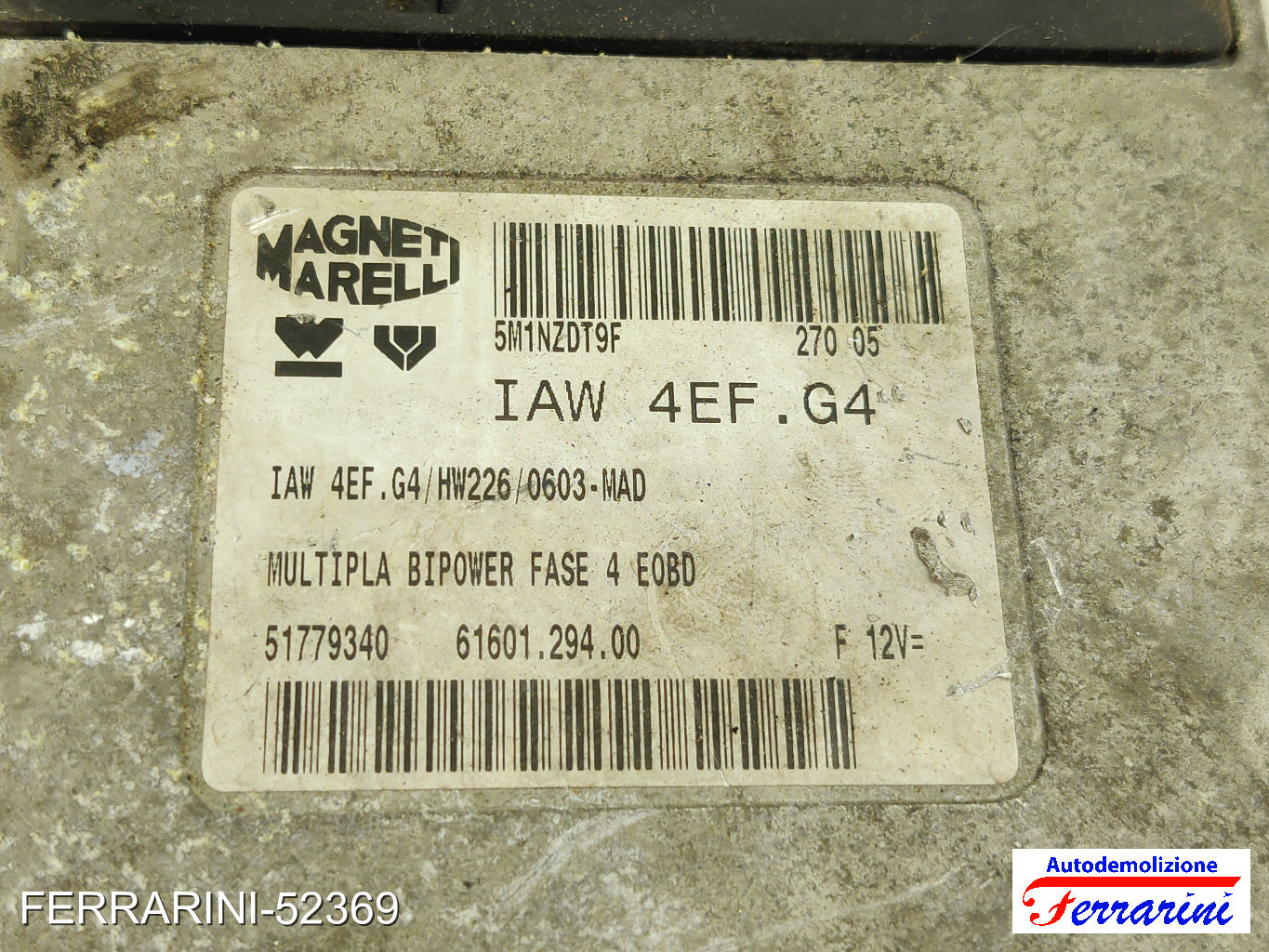 Centralina Motore FIAT MULTIPLA 186 1.6 16V BIPOWER 2001-2010 IAW4EFG4 7