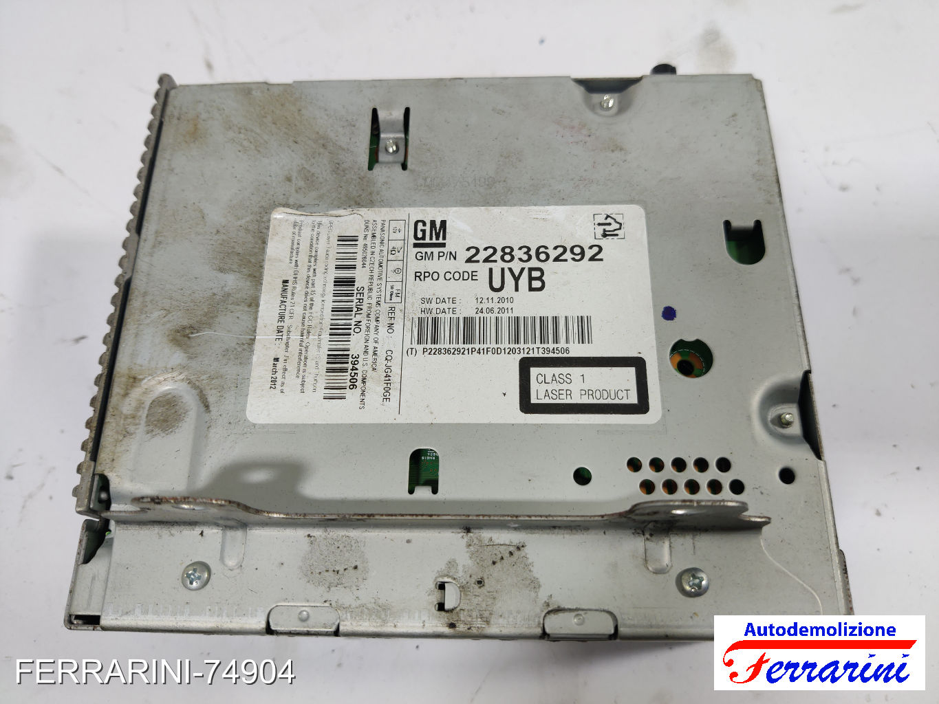 Stereo Radio OPEL MERIVA B S10 2011-2017 22836292, GM0100C039450, N2836 7