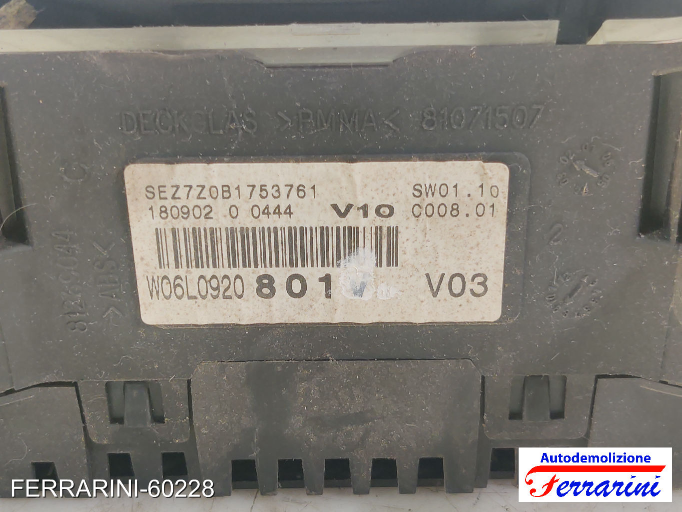 Quadro Contachilometri SEAT IBIZA 3 6L1 1.4 16V 2002-2007 6L0920820J 9