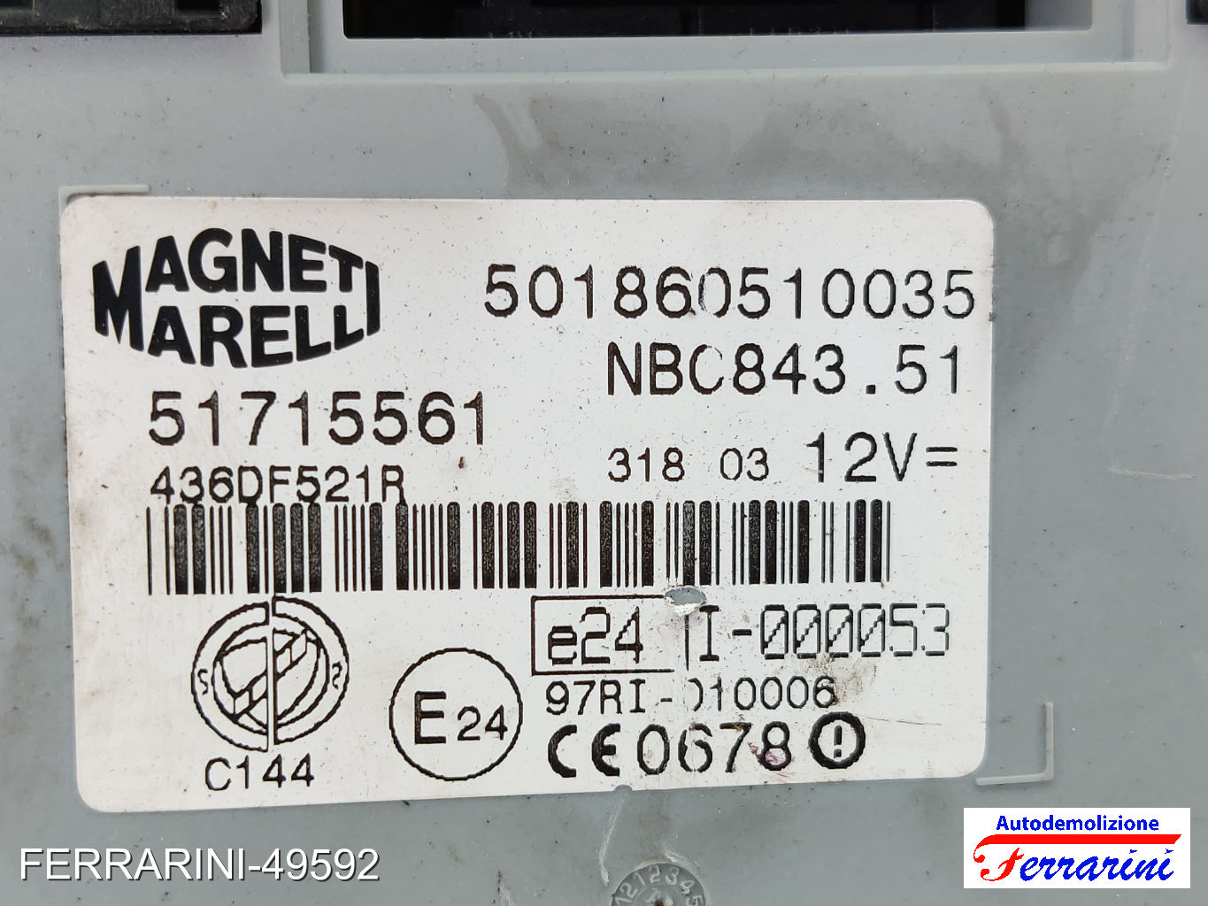 Body Computer LANCIA YPSILON 843 1.2 2003-2011 51715561