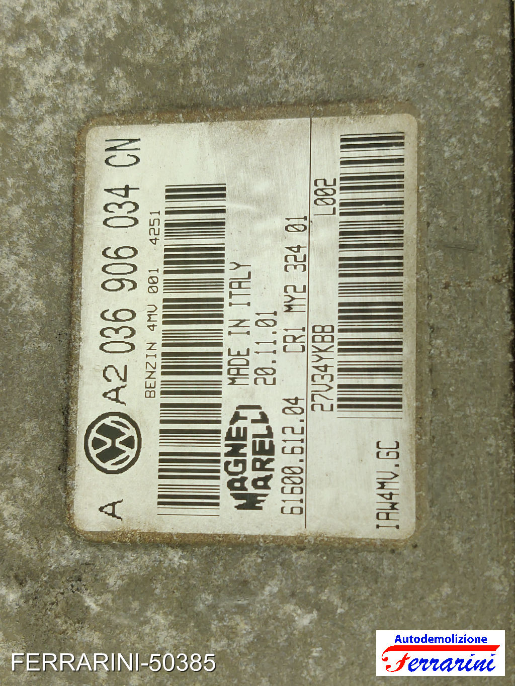 Centralina Motore VW GOLF 4 1J1 1.6 16V 2000-2005 036906034CN, 6160061204 7